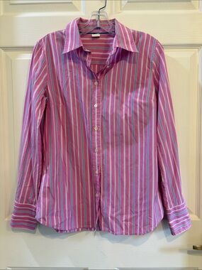 J. Crew Pink & White Striped Button-Down Shirt